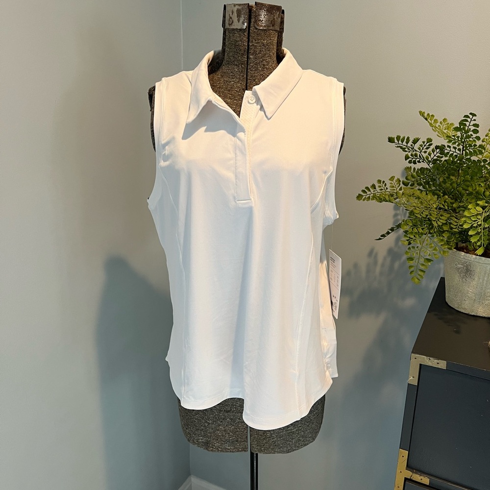 Athleta White Polo Collar Sleeveless Tank